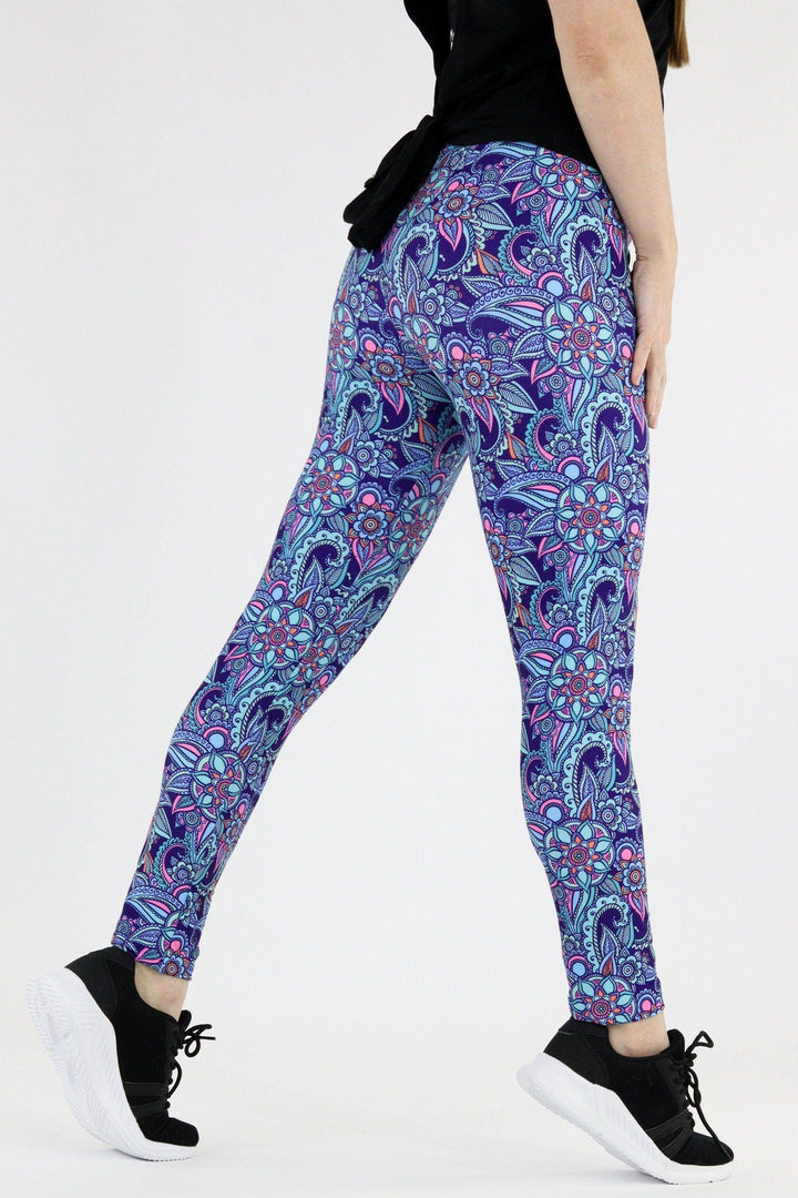 Neon Floral - Casual Leggings Casual Full Leggings Pawlie   