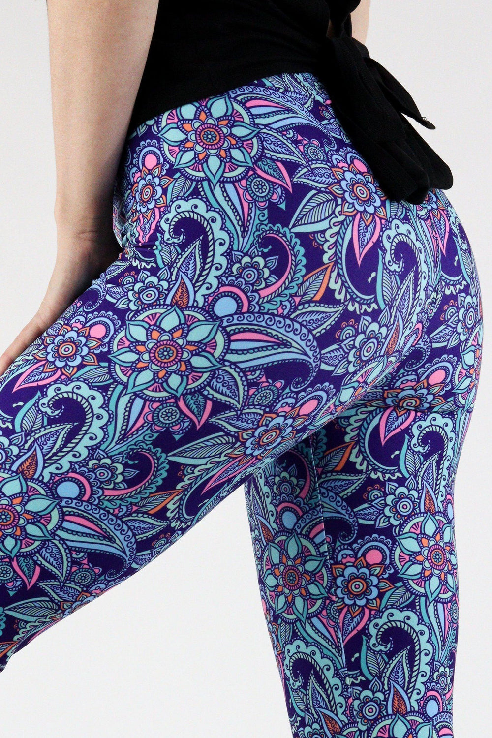 Neon Floral - Casual Leggings Casual Full Leggings Pawlie   