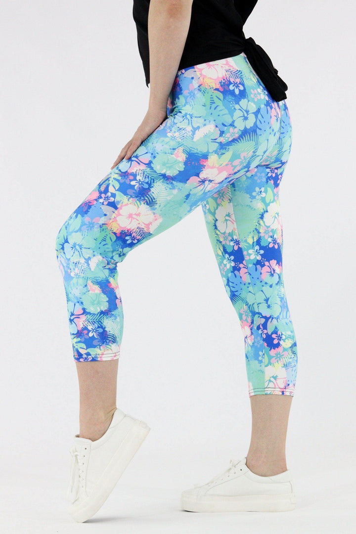 Tropical Bloom - Casual Capri Leggings Casual Capri Leggings Pawlie   