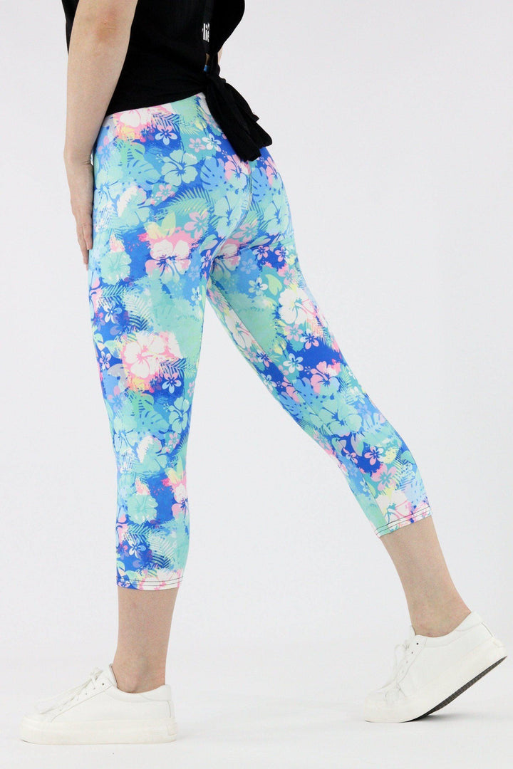 Tropical Bloom - Casual Capri Leggings Casual Capri Leggings Pawlie   