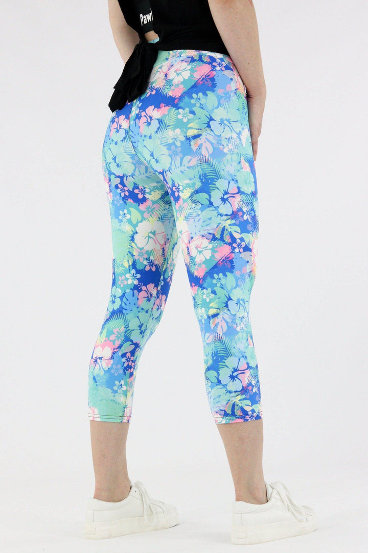 Tropical Bloom - Casual Capri Leggings Casual Capri Leggings Pawlie   