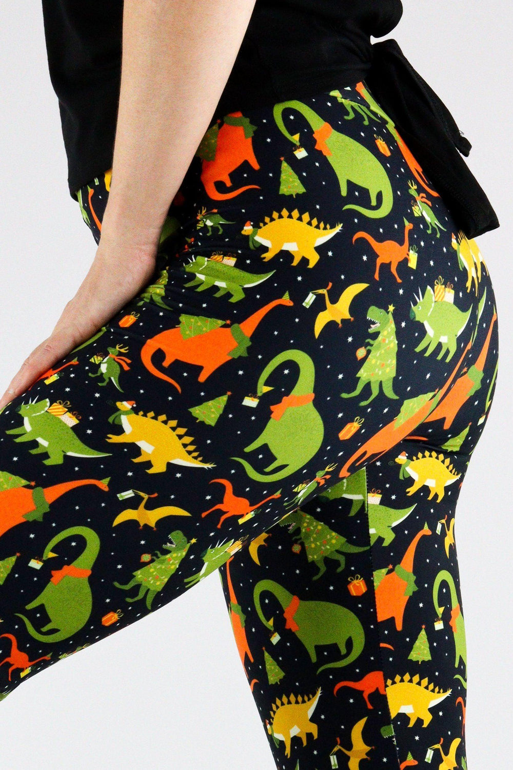 Christmas Dinosaurs - Casual Capri Leggings Casual Capri Leggings Pawlie   