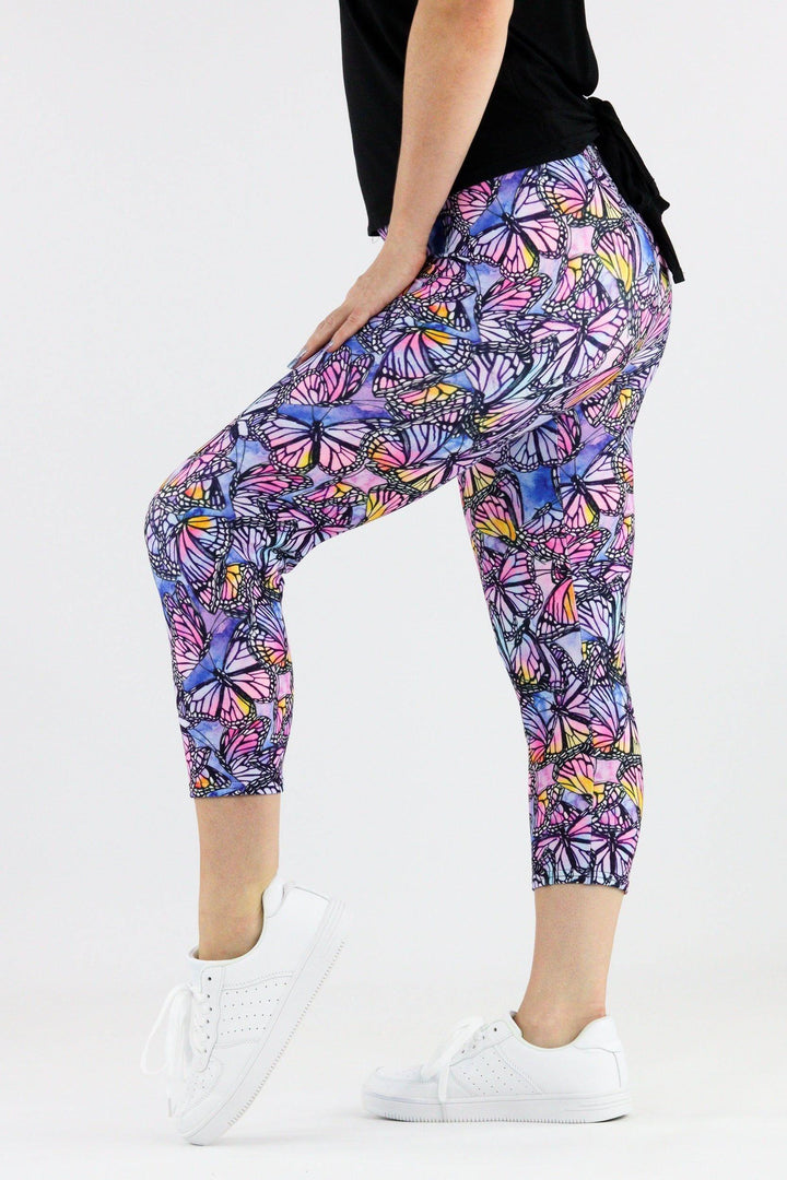 Watercolour Butterfly - Casual Capri Leggings Casual Capri Leggings Pawlie   