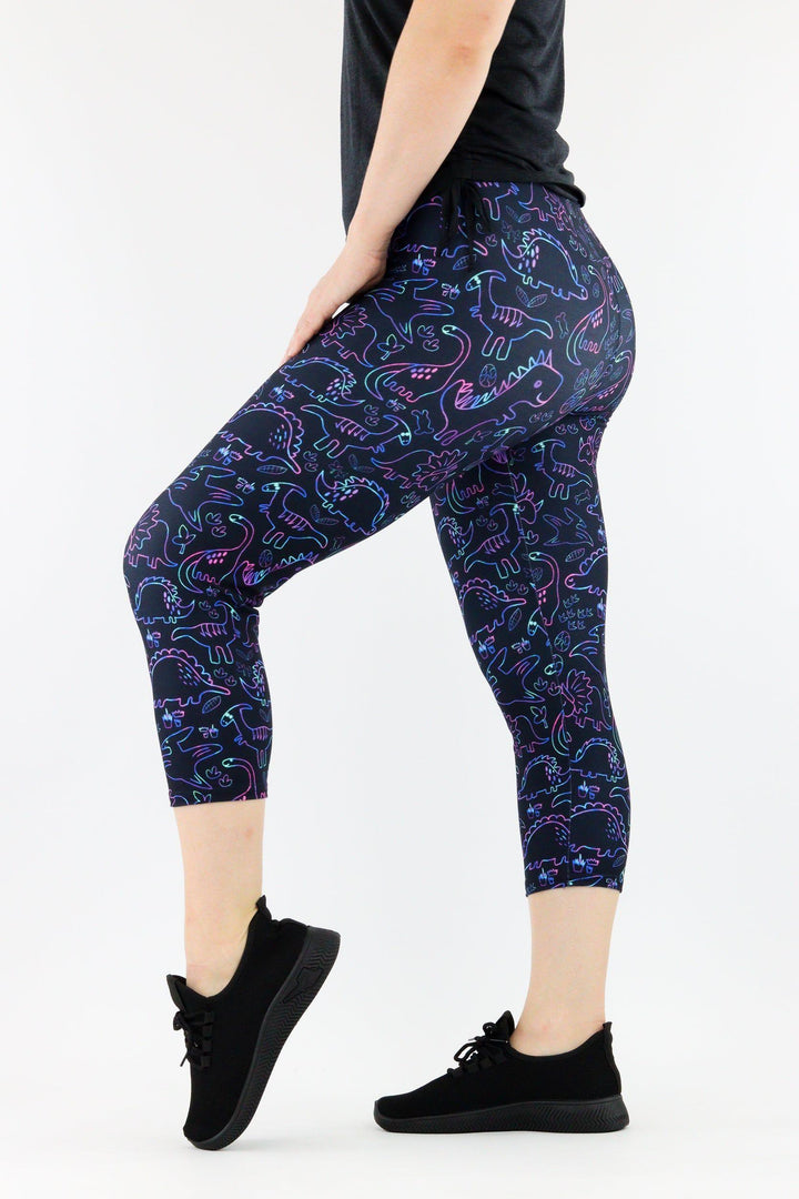 Dinosaur Party - Casual Capri Leggings Casual Capri Leggings Pawlie   