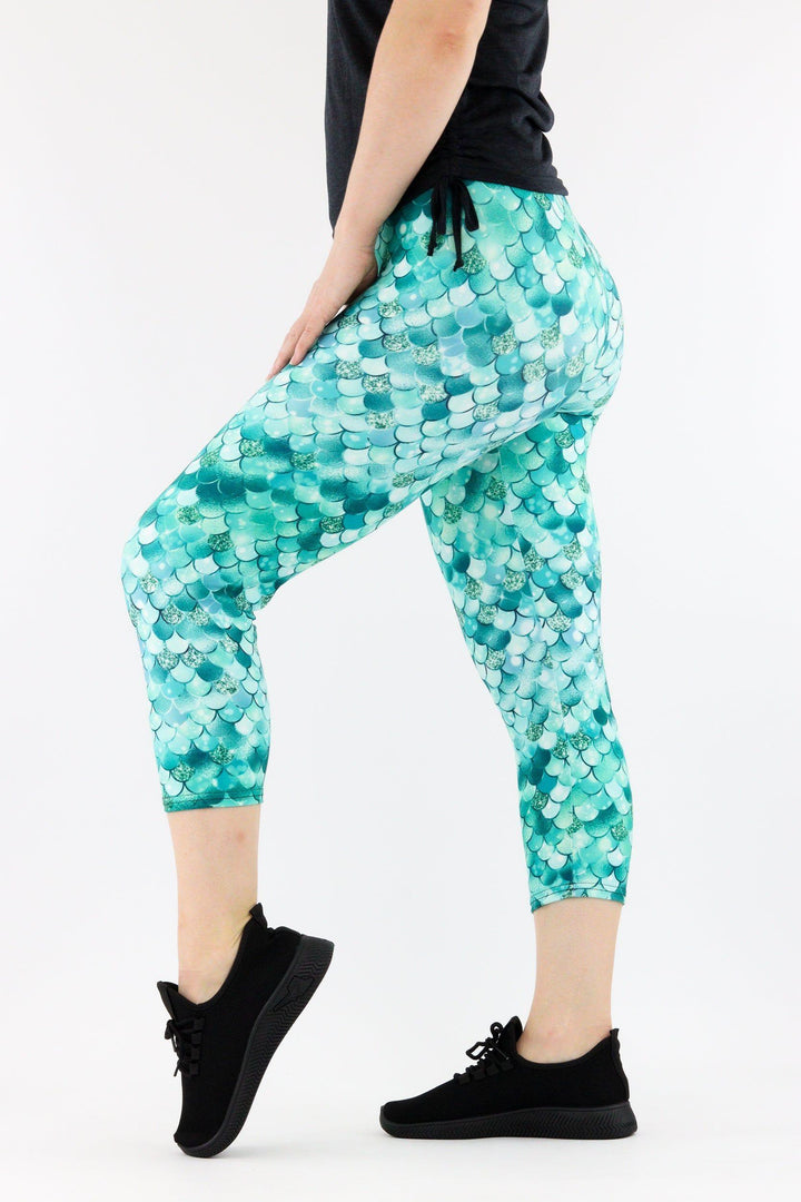 Aquamarine Mermaid - Casual Capri Leggings Casual Capri Leggings Pawlie   