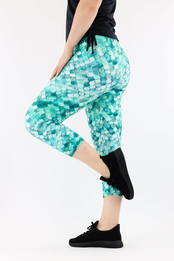 Aquamarine Mermaid - Casual Capri Leggings Casual Capri Leggings Pawlie   