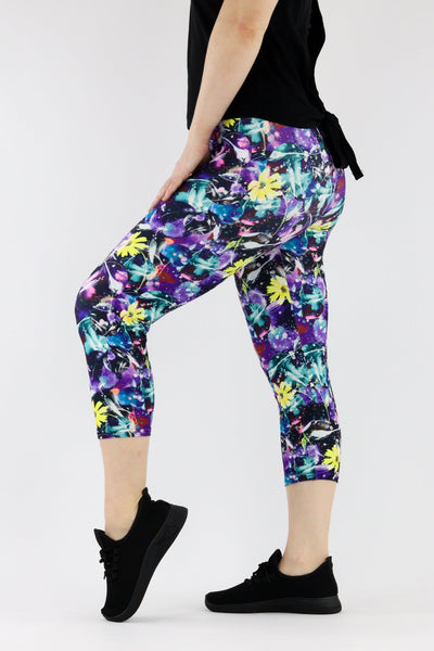 Blooming Splash - Casual - Capri Leggings Casual Capri Leggings Pawlie   