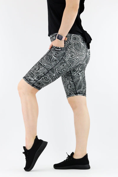 Monochrome Paisley - Hybrid 1.0 - Leg Pockets - Long Shorts Hybrid Shorts Pawlie   