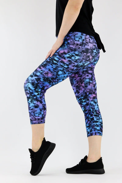 Purple Glitch - Casual - Capri Leggings Casual Capri Leggings Pawlie   