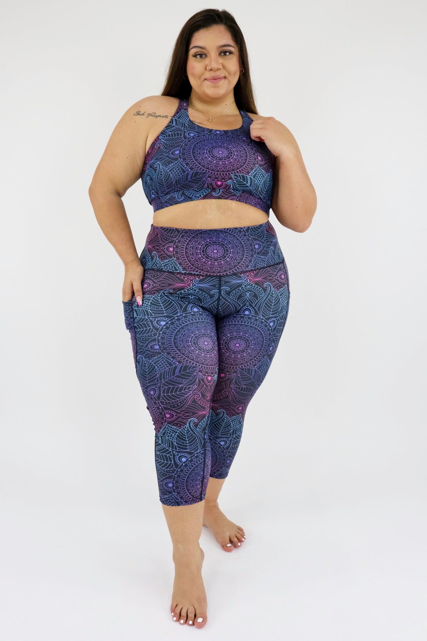 Holographic Mandala - Dynamic Active - Pocket Capri Leggings Active Leggings Pawlie   