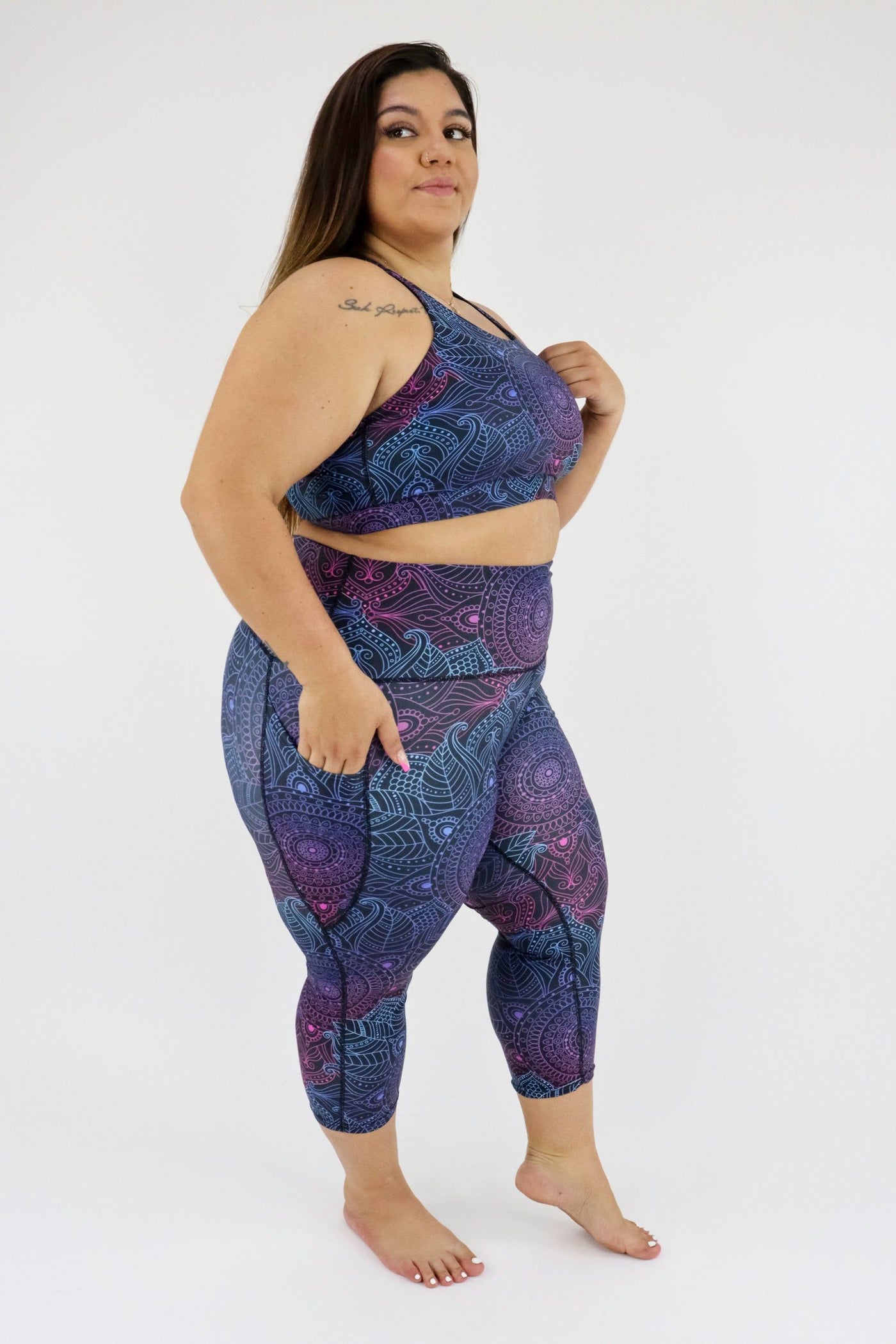 Holographic Mandala - Dynamic Active - Pocket Capri Leggings Active Leggings Pawlie   