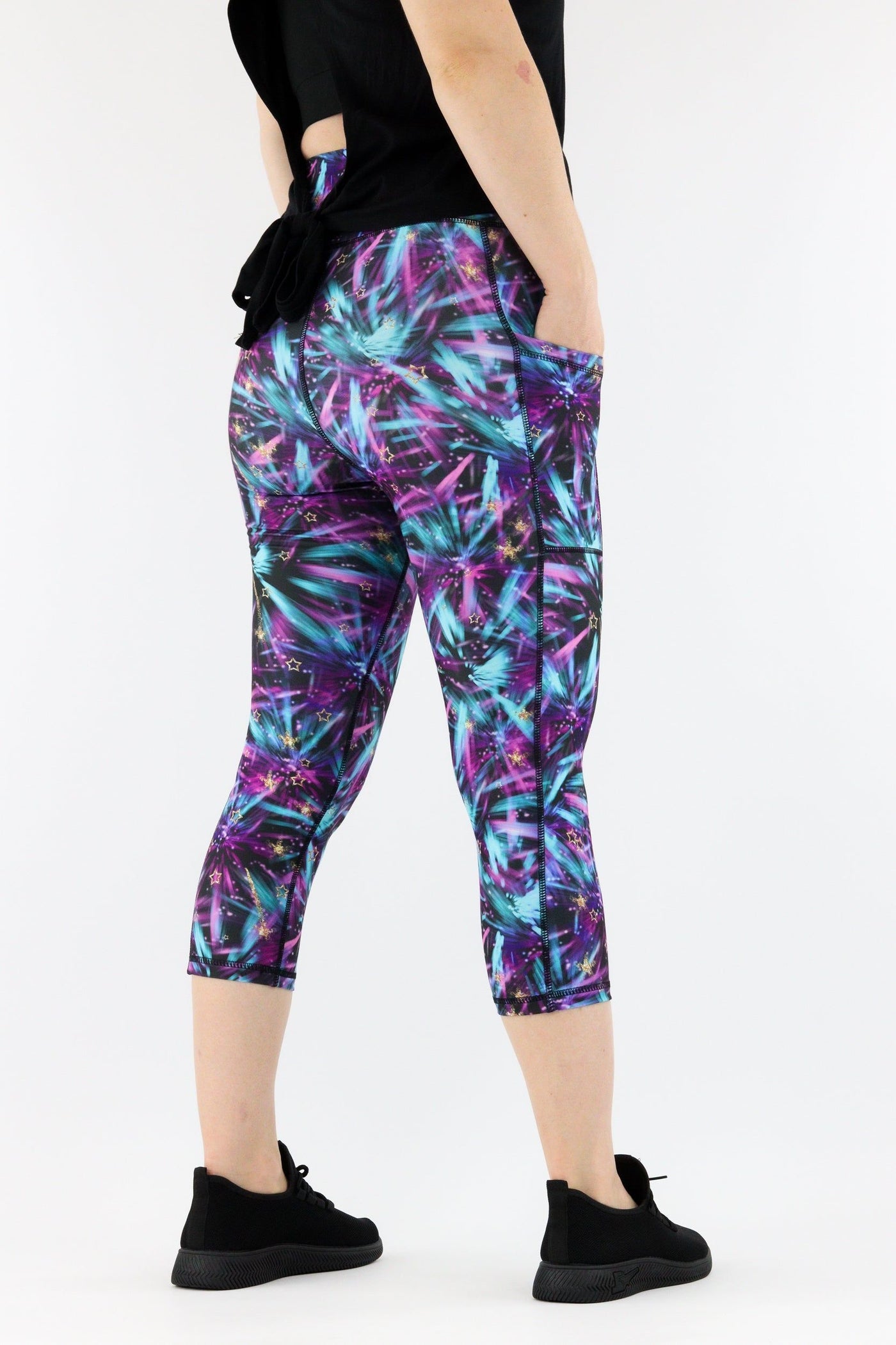 Firework Sky - Hybrid 1.0 - Leg Pockets - Capri Leggings Hybrid Capri Leggings Pawlie   