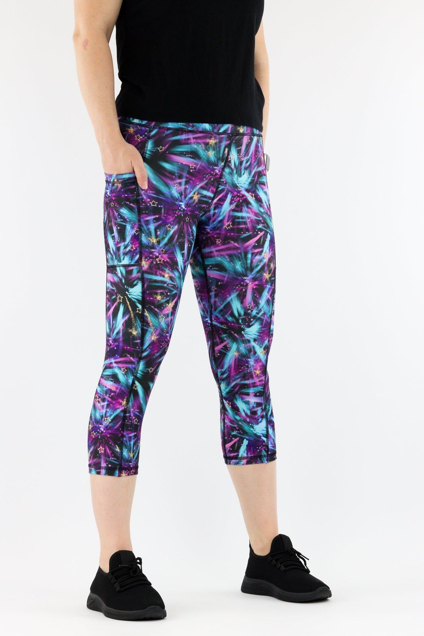 Firework Sky - Hybrid 1.0 - Leg Pockets - Capri Leggings Hybrid Capri Leggings Pawlie   