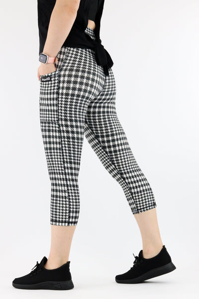 Houndstooth - Hybrid 1.0 - Leg Pockets - Capri Leggings Hybrid Capri Leggings Pawlie   