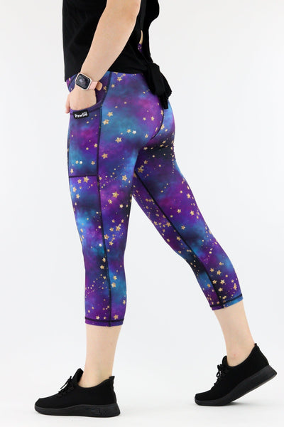 Universe Shimmer - Hybrid 1.0 - Leg Pockets - Capri Leggings Hybrid Capri Leggings Pawlie   