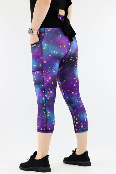 Universe Shimmer - Hybrid 1.0 - Leg Pockets - Capri Leggings Hybrid Capri Leggings Pawlie   