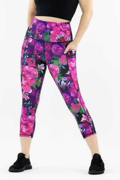 Serenity Flora - Hybrid 2.0 - Leg Pockets - Capri Leggings Hybrid Capri Leggings Pawlie   