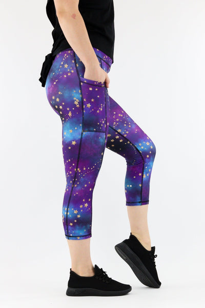 Universe Shimmer - Hybrid 1.0 - Leg Pockets - Capri Leggings Hybrid Capri Leggings Pawlie   