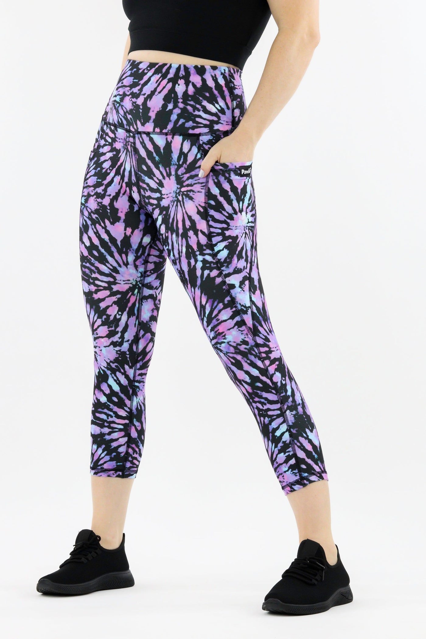 Purple Iridescent Tie Dye - Hybrid 2.0 - Leg Pockets - Capri Leggings Hybrid Capri Leggings Pawlie   