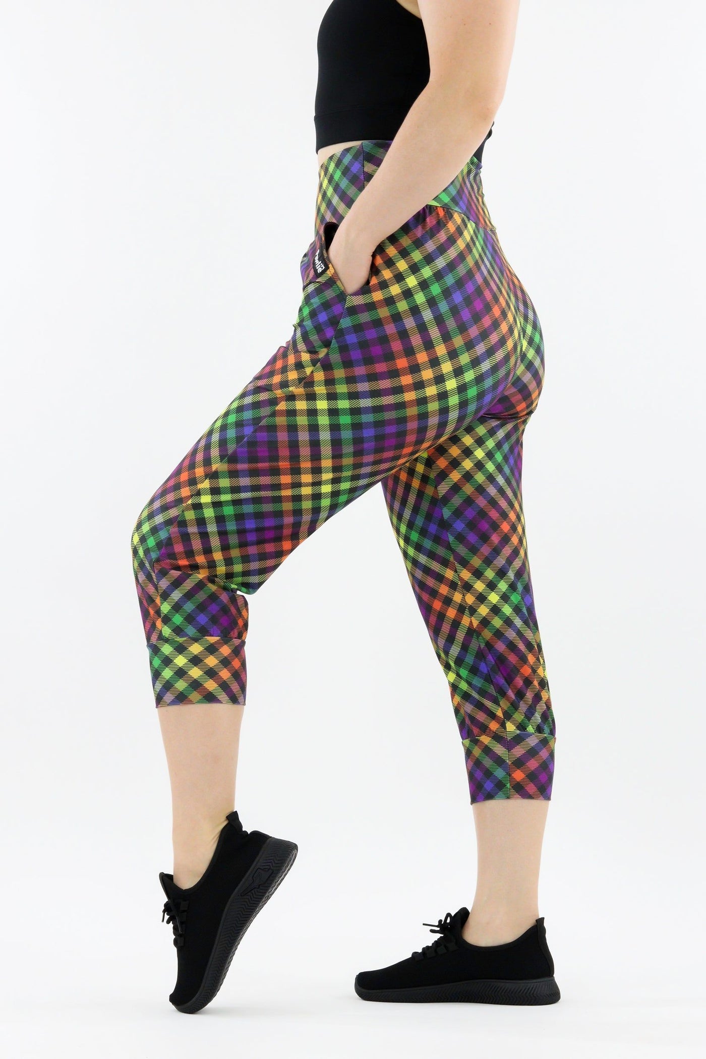 Rainbow Gingham - Hybrid - Pocket Capri Joggers 1.0 Hybrid Joggers Pawlie   