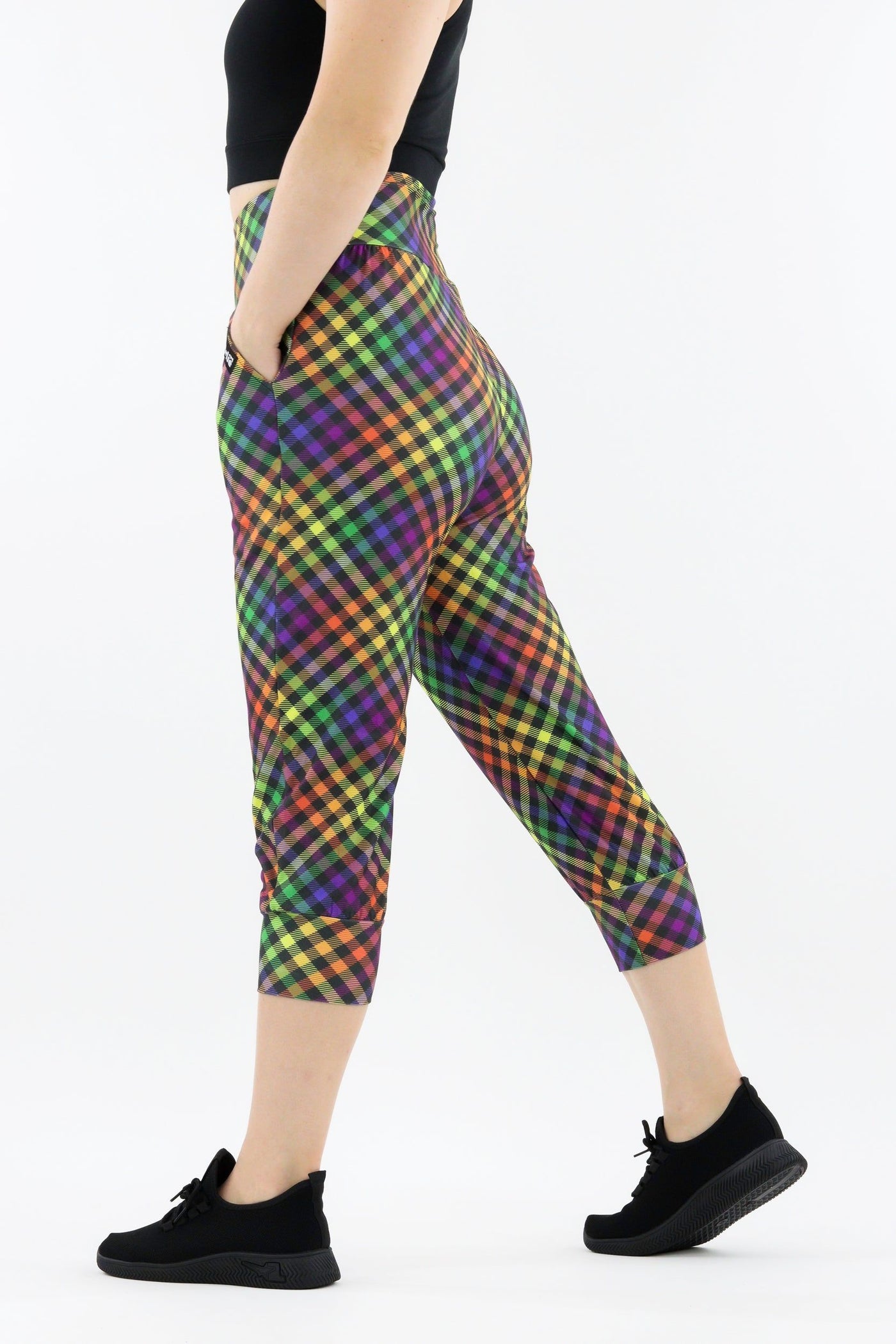 Rainbow Gingham - Hybrid - Pocket Capri Joggers 1.0 Hybrid Joggers Pawlie   