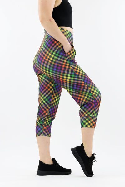 Rainbow Gingham - Hybrid - Pocket Capri Joggers 1.0 Hybrid Joggers Pawlie   