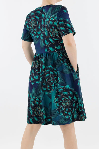 Dashing Delilah - Short Sleeve Skater Dress - Knee Length - Side Pockets Knee Length Skater Dress Pawlie   