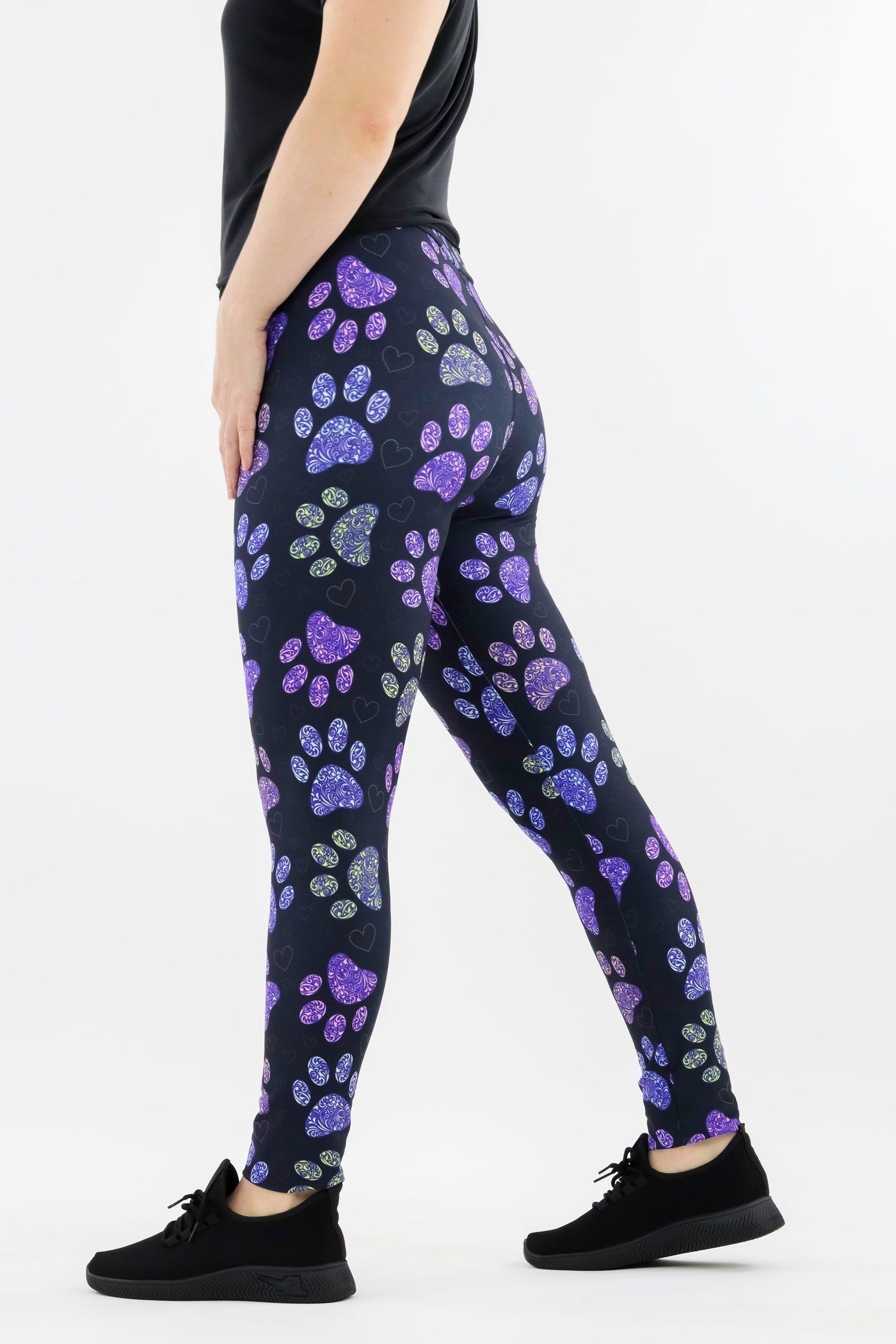 Floral Paws - Casual - Long Full Leggings Casual Full Leggings Pawlie   