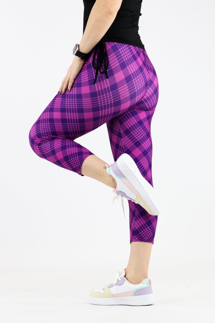 Pure Purple Plaid - Casual Capri Leggings Casual Capri Leggings Pawlie   