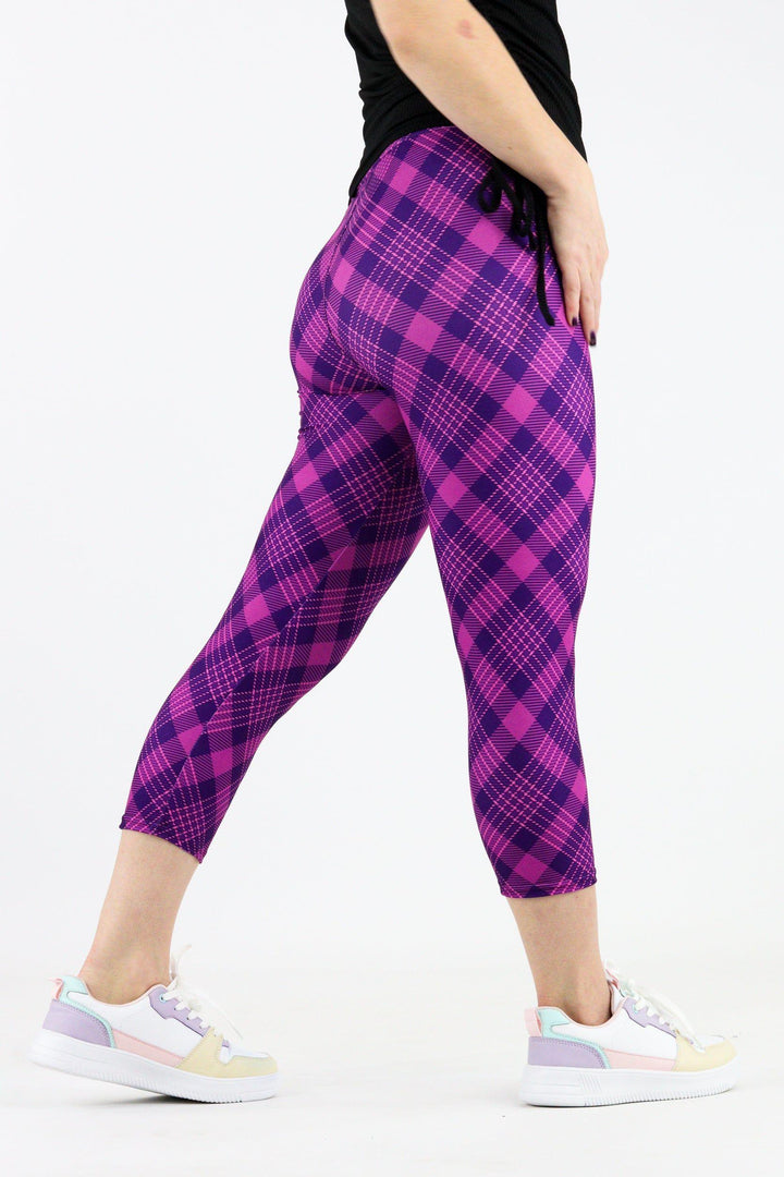 Pure Purple Plaid - Casual Capri Leggings Casual Capri Leggings Pawlie   