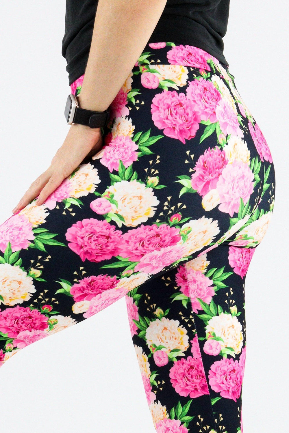 Pretty Peonies - Casual Capri Leggings Casual Capri Leggings Pawlie   