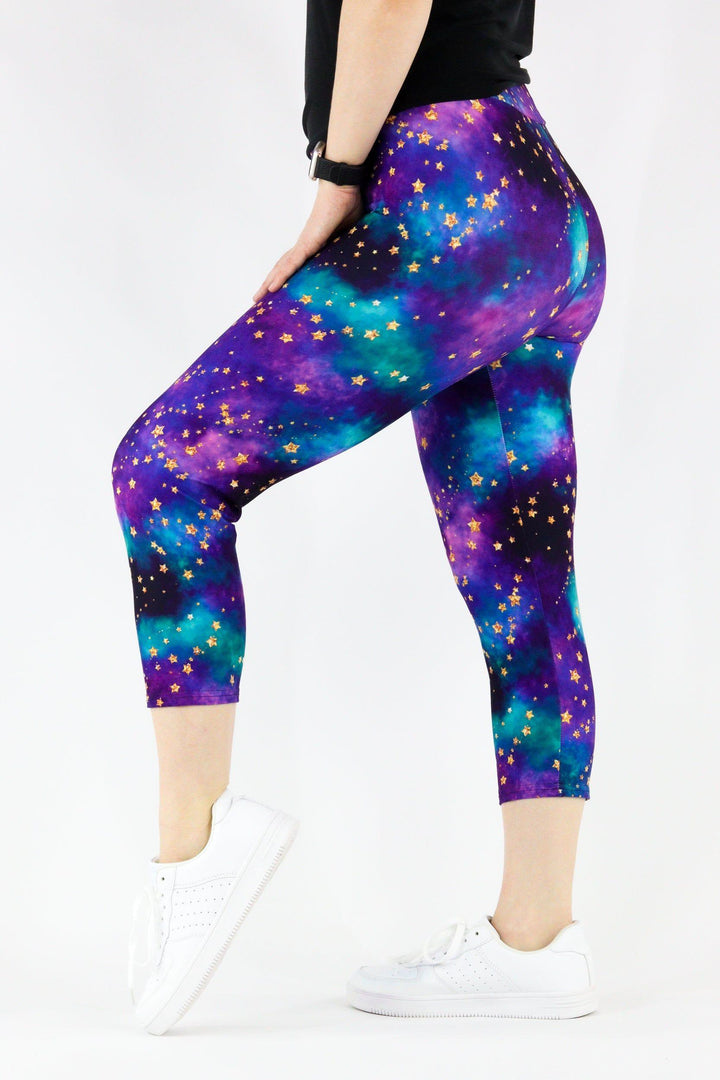 Universe Shimmer - Casual Capri Leggings Casual Capri Leggings Pawlie   