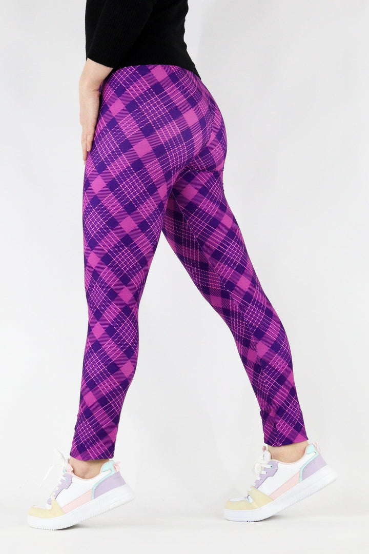 Pure Purple Plaid - Casual Full Leggings Casual Full Leggings Pawlie   
