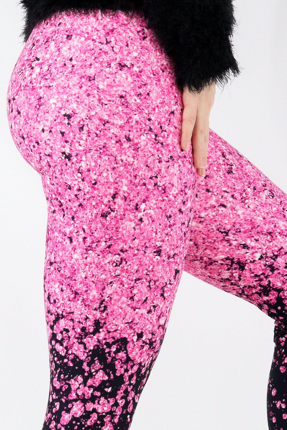 Glitter Burst Pink - Casual Capri Leggings Casual Capri Leggings Pawlie   