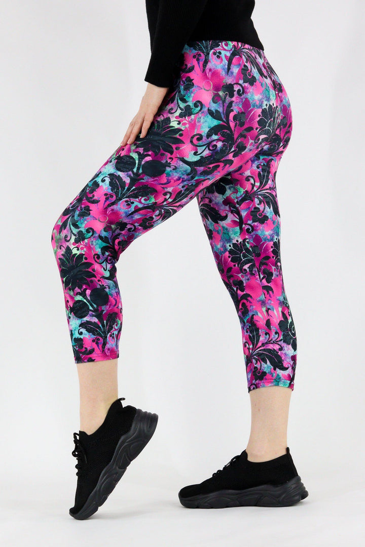 Glisten Floral - Casual Capri Leggings Casual Capri Leggings Pawlie   