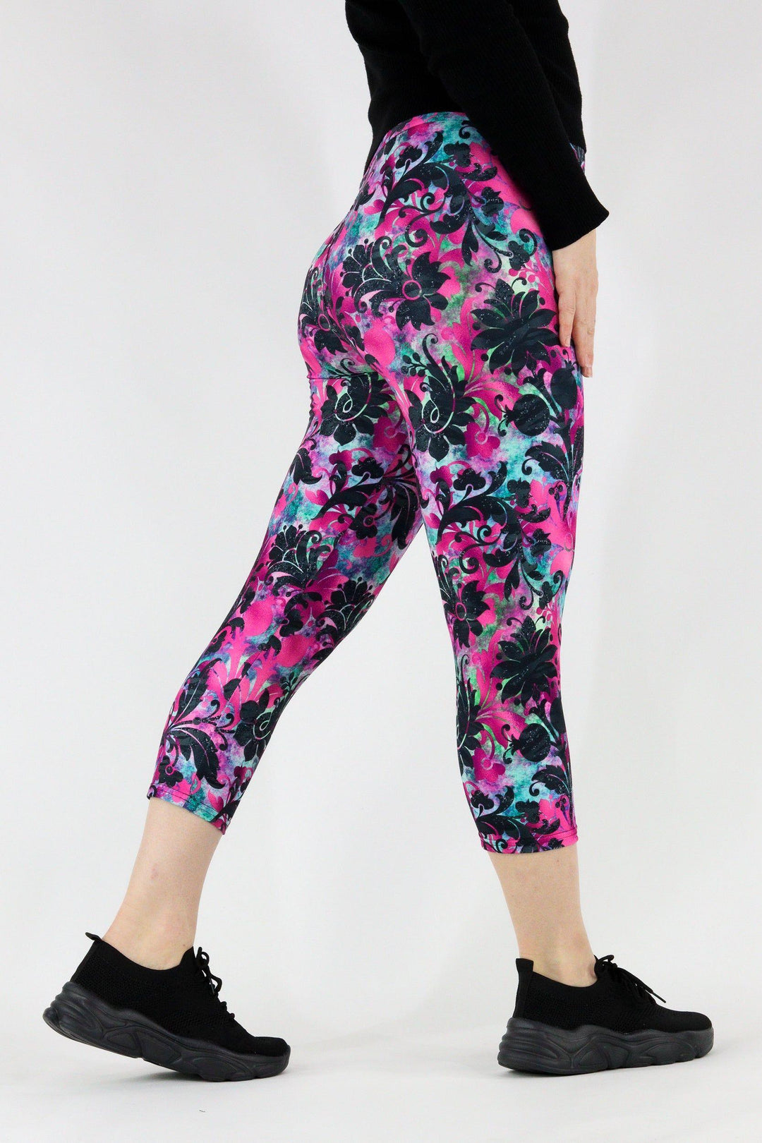 Glisten Floral - Casual Capri Leggings Casual Capri Leggings Pawlie   