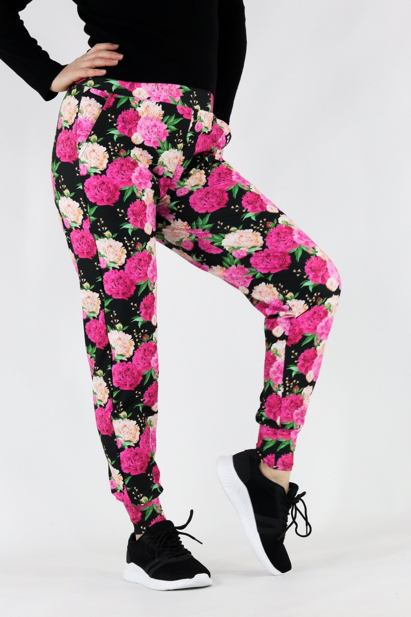 Pretty Peonies - Hybrid Pocket Joggers 1.0 Hybrid Joggers Pawlie   