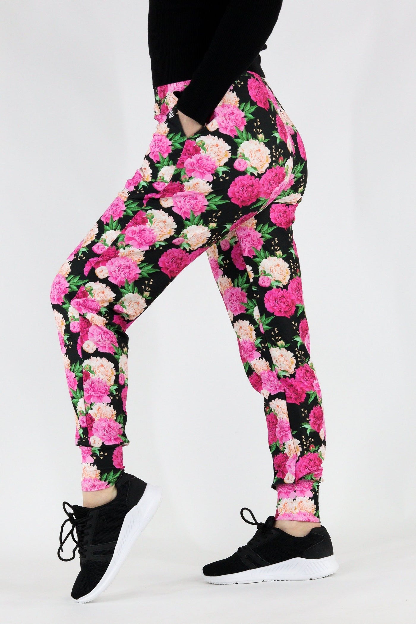 Pretty Peonies - Hybrid Pocket Joggers 1.0 Hybrid Joggers Pawlie   