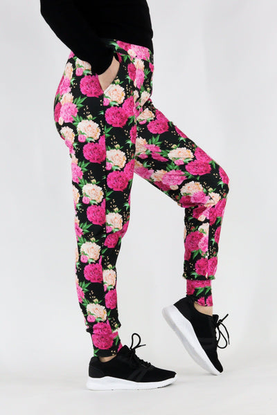 Pretty Peonies - Hybrid Pocket Joggers 1.0 Hybrid Joggers Pawlie   