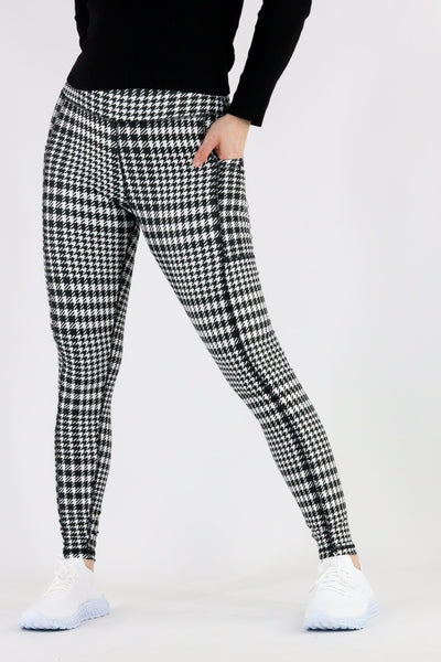 Houndstooth - Hybrid 1.0 Pocket Full Leggings Hybrid Full Leggings Pawlie   