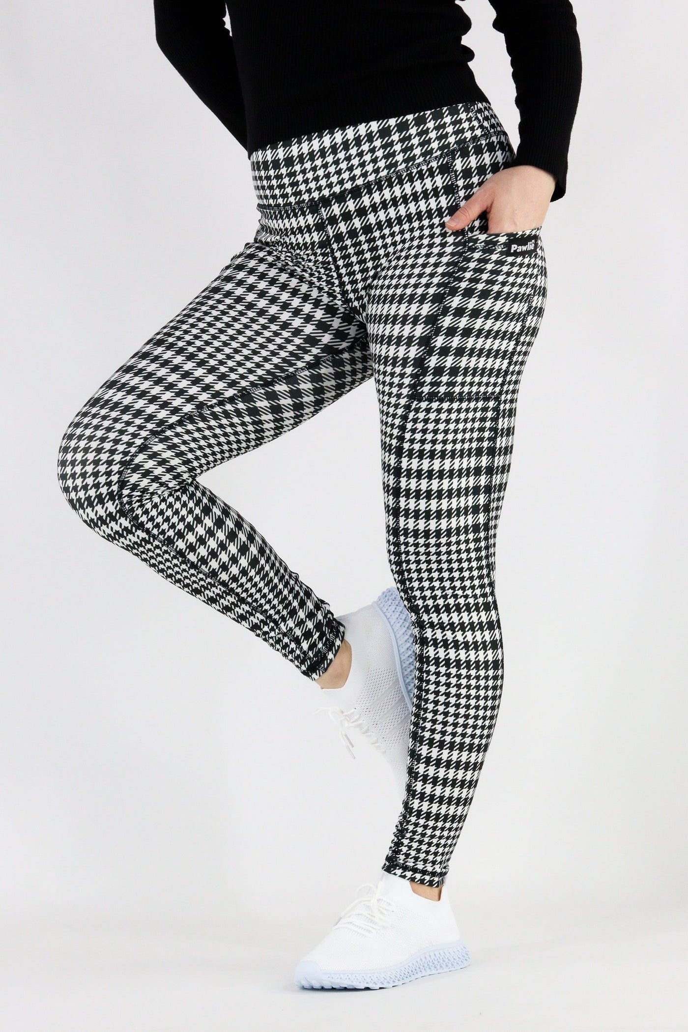 Houndstooth - Hybrid 1.0 Pocket Full Leggings Hybrid Full Leggings Pawlie   