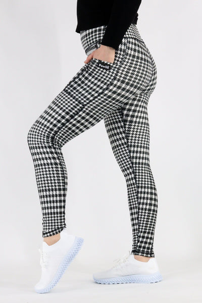 Houndstooth - Hybrid 1.0 Pocket Full Leggings Hybrid Full Leggings Pawlie   