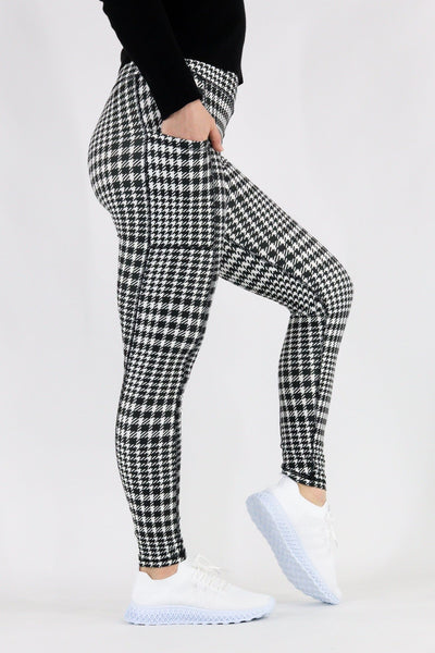 Houndstooth - Hybrid 1.0 Pocket Full Leggings Hybrid Full Leggings Pawlie   