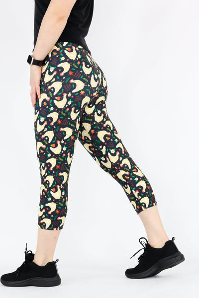 Merry Clucking Christmas - Casual Capri Leggings Casual Capri Leggings Pawlie   