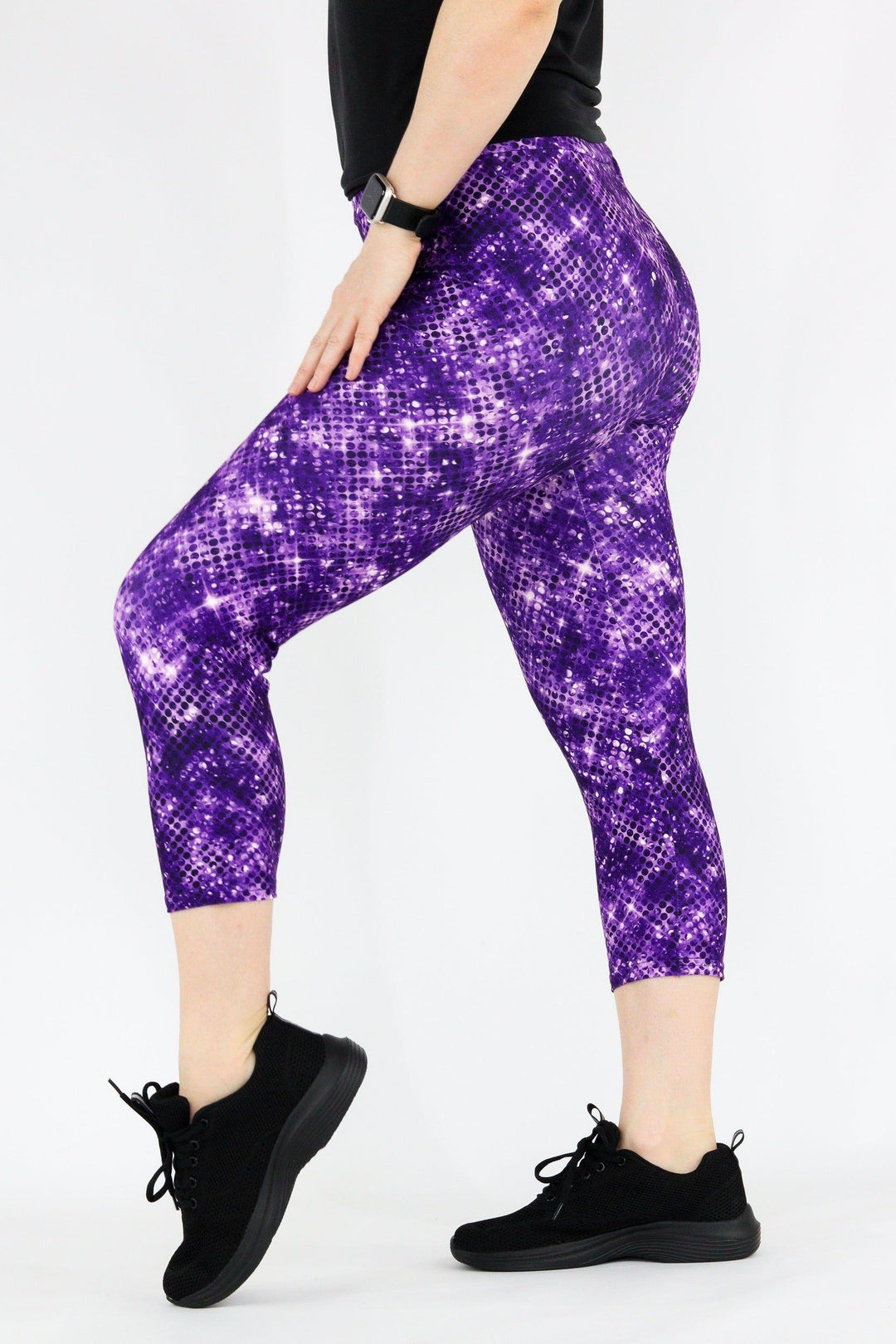 Purple Sparkle - Casual Capri Leggings Casual Capri Leggings Pawlie   