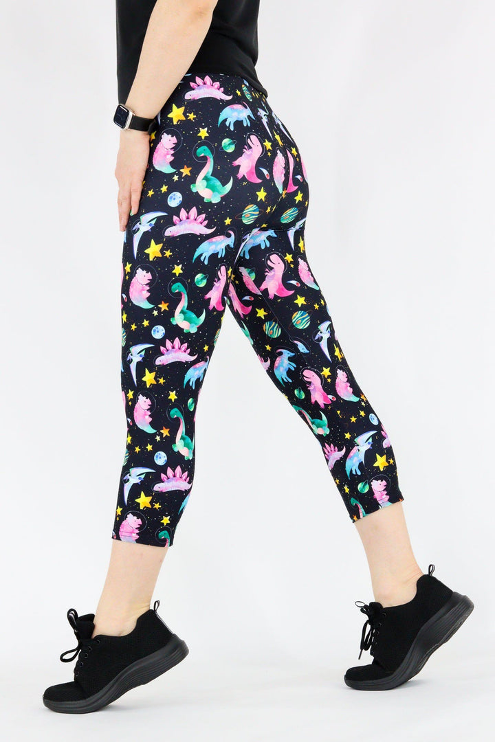 Space Dinosaur - Casual Capri Leggings Casual Capri Leggings Pawlie   