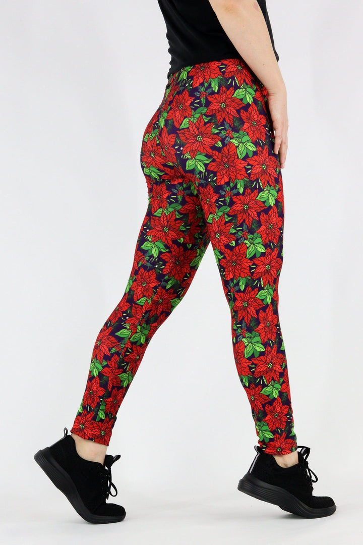Christmas Poinsettia - Casual Full Leggings Casual Full Leggings Pawlie   
