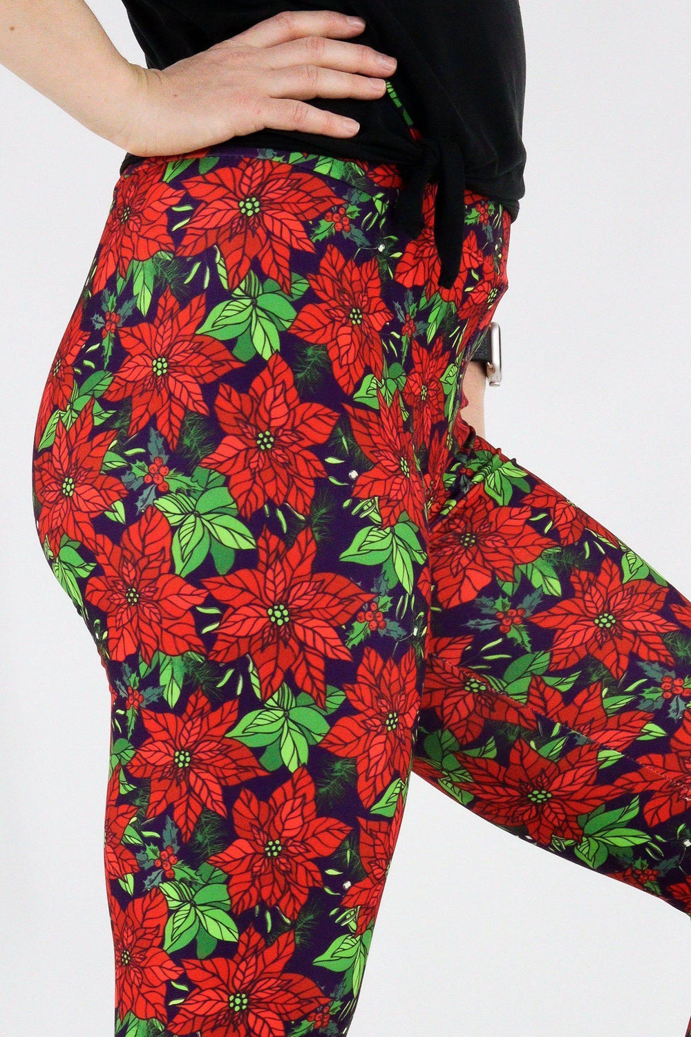 Christmas Poinsettia - Casual Full Leggings Casual Full Leggings Pawlie   