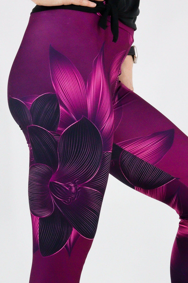 Burgundy Flower - Casual Full Leggings Casual Full Leggings Pawlie   