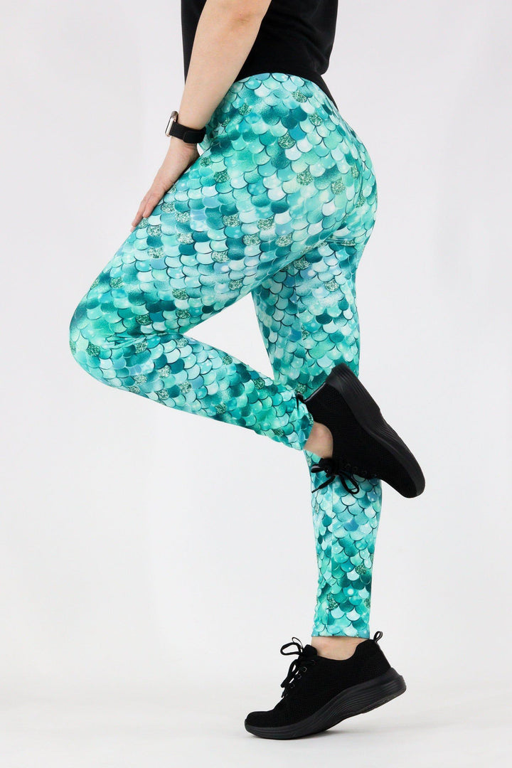 Aquamarine Mermaid - Casual - Long Full Leggings Casual Full Leggings Pawlie   